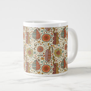 Summer floral pattern made of leaves large coffee mug