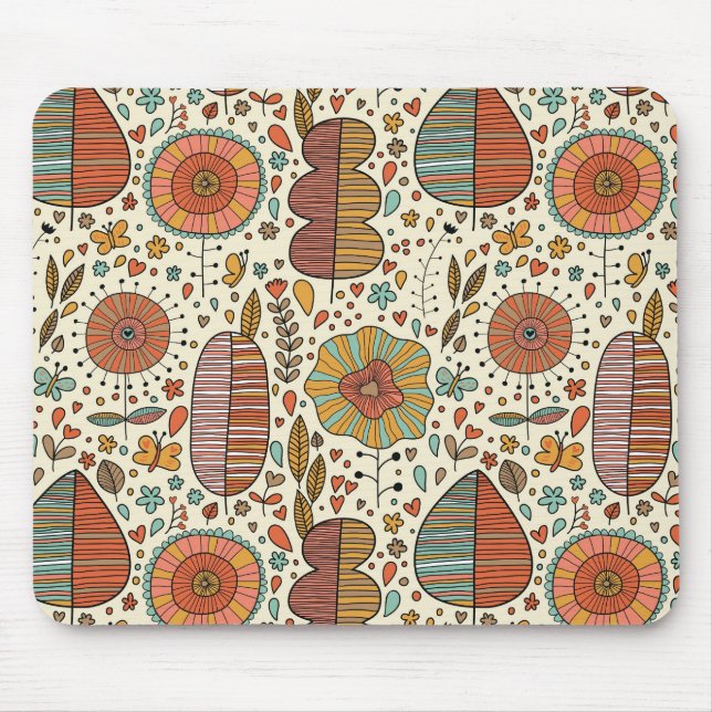 Summer floral pattern made of leaves mouse mat (Front)
