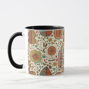 Summer floral pattern made of leaves mug