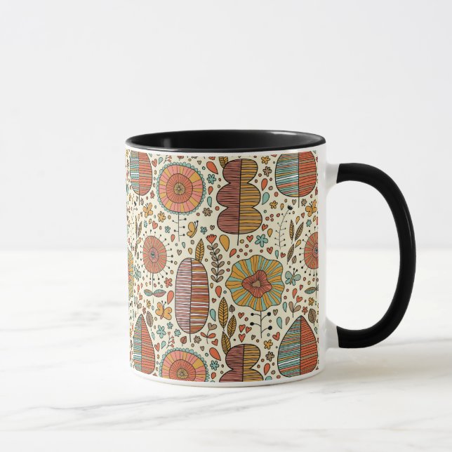 Summer floral pattern made of leaves mug (Right)