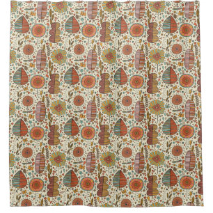 Summer floral pattern made of leaves shower curtain