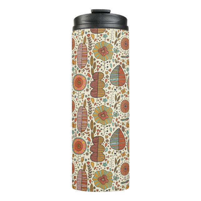 Summer floral pattern made of leaves thermal tumbler (Front)