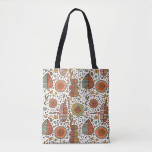 Summer floral pattern made of leaves tote bag