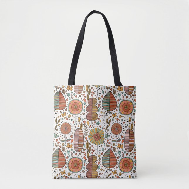 Summer floral pattern made of leaves tote bag (Front)