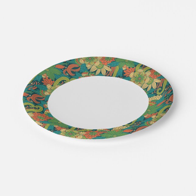 Summer floral pattern paper plate (Angled)