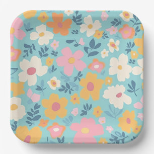 Summer Floral Pattern Paper Plate