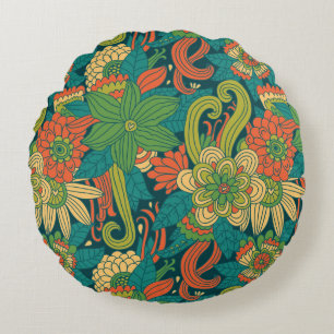 Summer floral pattern round cushion