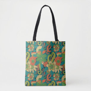 Summer floral pattern tote bag