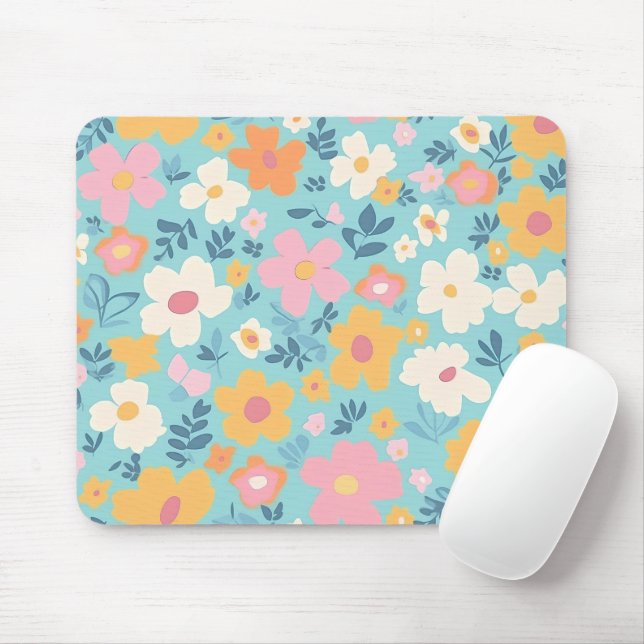 Summer Floral Print Mouse Mat (With Mouse)
