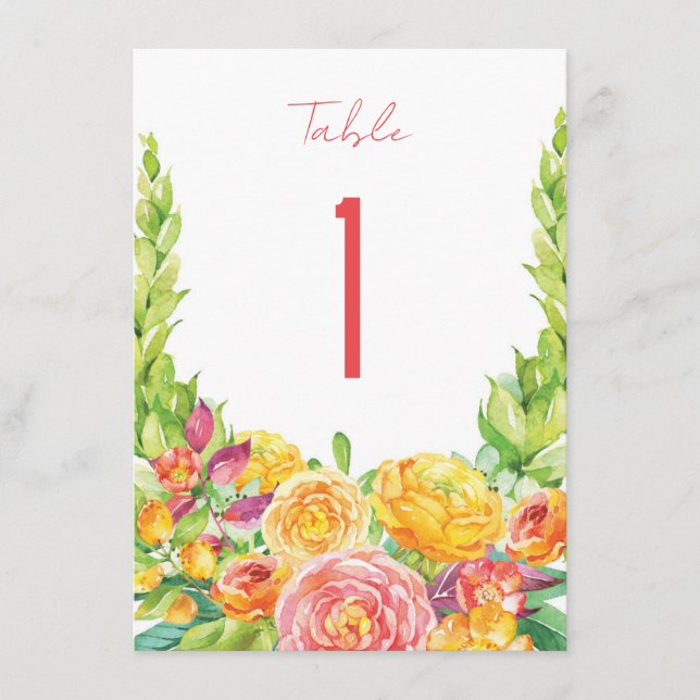 Summer Floral Table Numbers (Front)