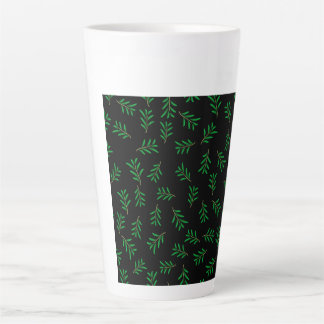 Summer Floral Texture Isolated on Black Background Latte Mug