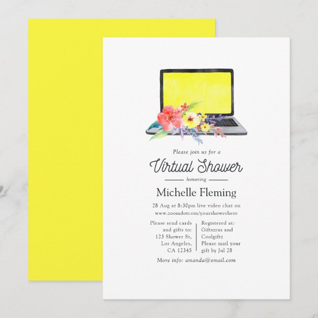 Summer Floral Virtual Baby Shower Invitation (Front/Back)
