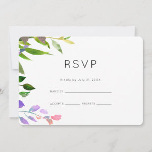 Summer Floral Watercolor Wedding RSVP Invitation
