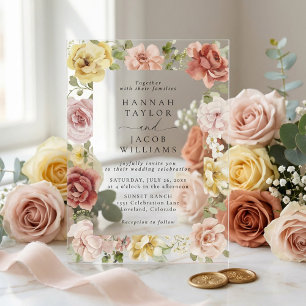 Summer Floral Wedding Acrylic Invitations