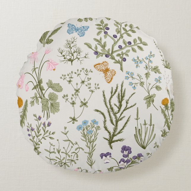 Summer Floral Wildflowers  Round Cushion (Front)