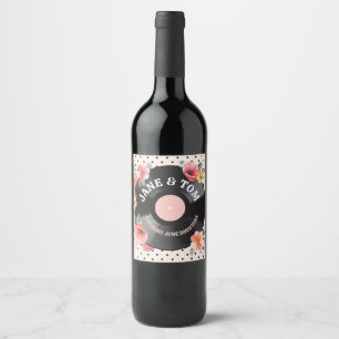 Summer Florals Recrords Wedding Bottle Music Wine Label