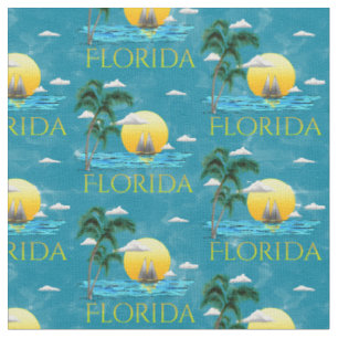 Summer Florida Sailboat Sunset Beach Coastal Fabric