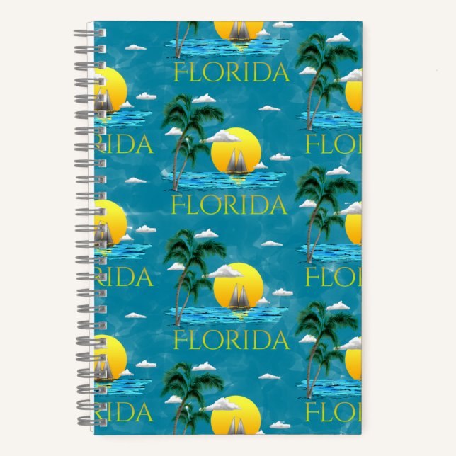 Summer Florida Sailboat Sunset Beach Coastal Notebook (Front)