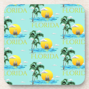 Summer Florida Sailboat Sunset Coastal Beach Coaster