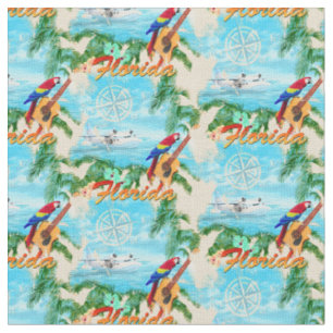 Summer Florida Seaplane Tropical Beach Coastal Fabric