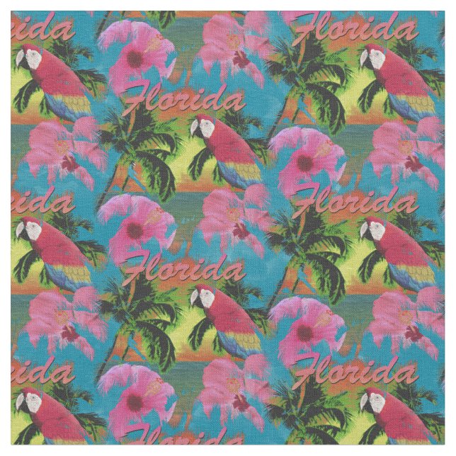 Summer Florida Tropical Sunset Beach Coastal Fabric (Close Up)