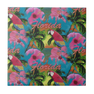 Summer Florida Tropical Sunset Beach Coastal Tile