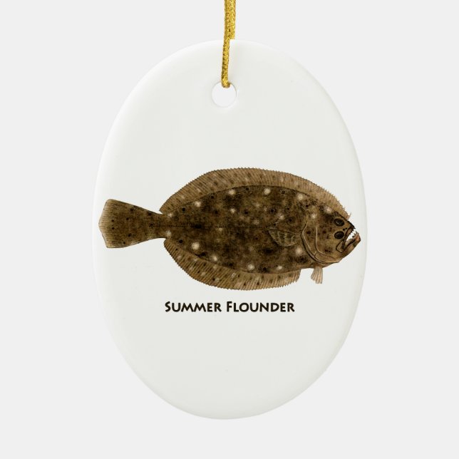 Summer Flounder Ceramic Tree Decoration (Front)