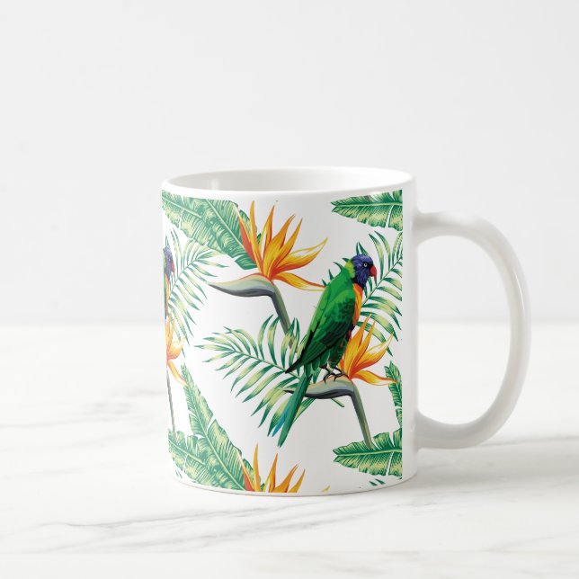 Summer Flower And Colourful Parrot Coffee Mug (Right)