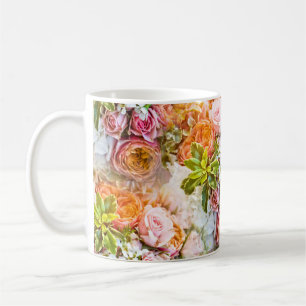 Summer flower background, bouquets of flowers coffee mug