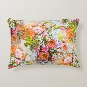 Summer flower background, bouquets of flowers decorative cushion