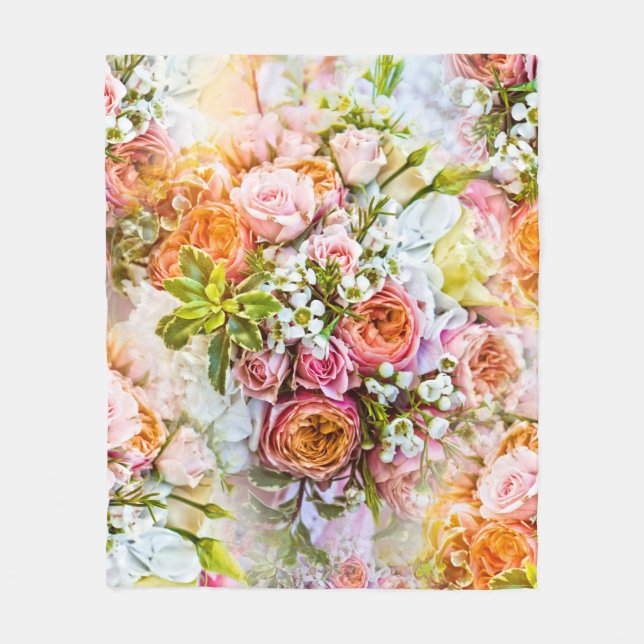 Summer flower background, bouquets of flowers fleece blanket (Front)