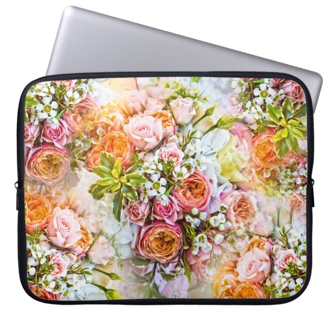 Summer flower background, bouquets of flowers laptop sleeve (Front)