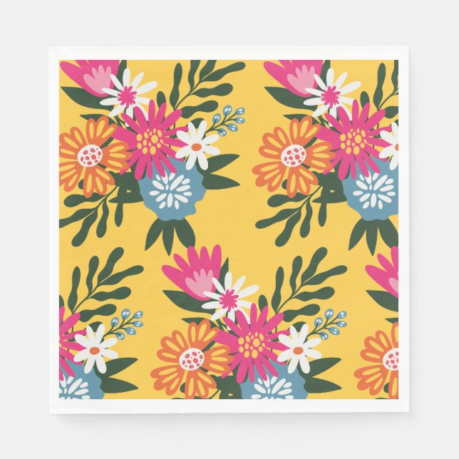 Summer Flower Bouquet on Gold Napkin (Front)