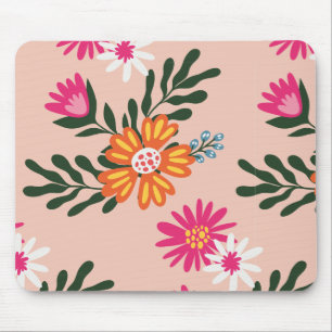 Summer Flower Bouquet On Pink Mouse Mat