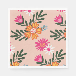 Summer Flower Bouquet On Pink Napkin