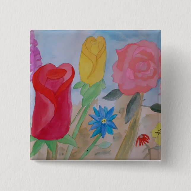 Summer Flower Garden  15 Cm Square Badge (Front)