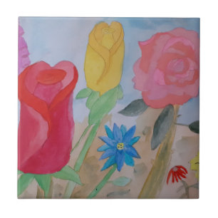Summer Flower Garden Ceramic Tile