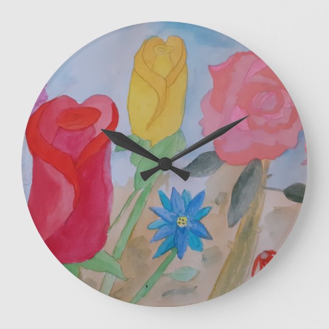 Summer Flower Garden Large Clock (Front)