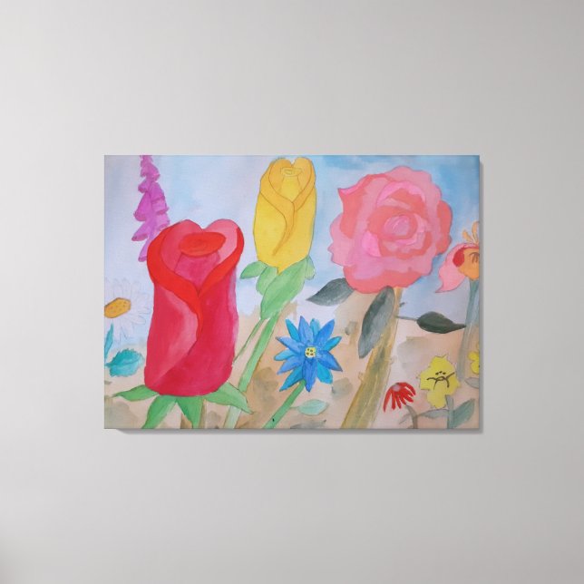 Summer Flower Garden Stretched Canvas Print (Front)