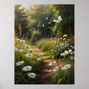 Summer Flower Garden White Flowers Poster