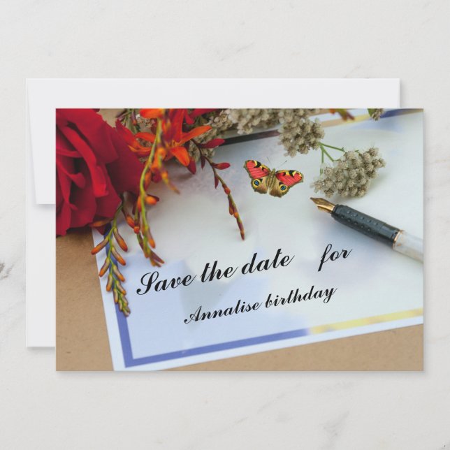 Summer Flower Note Flat Save The Date Card (Front)