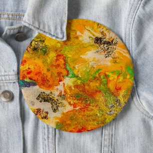 Summer Flowers abstract Orange Gold Yellow 6 Cm Round Badge