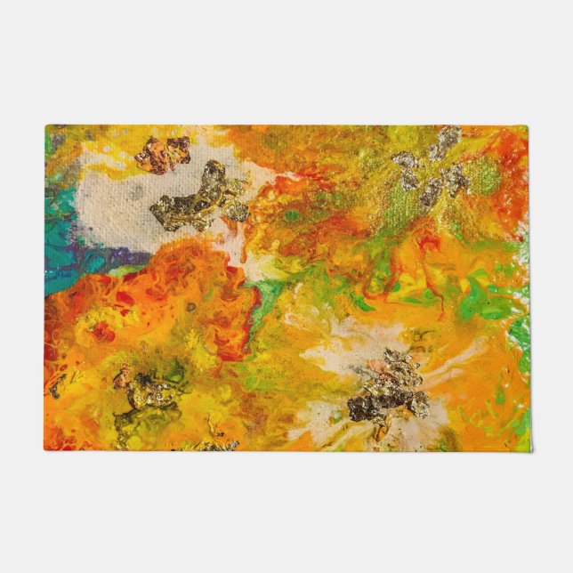Summer Flowers abstract Orange Gold Yellow  Doormat (Front)
