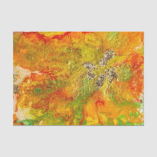 Summer Flowers abstract Orange Gold Yellow  Tissue Paper