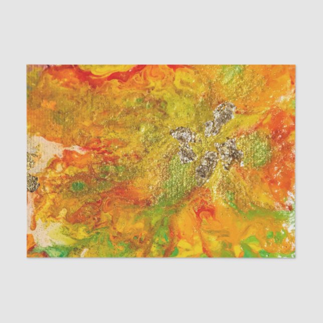 Summer Flowers abstract Orange Gold Yellow  Tissue Paper (Front)