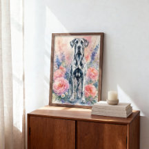 Summer Flowers and Great Dane