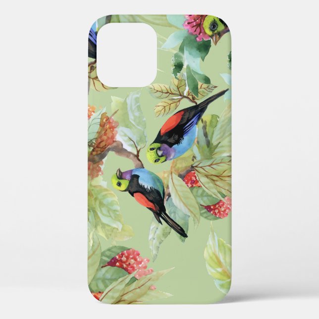 Summer Flowers Birds: Tropical Pattern Case-Mate iPhone Case (Back)