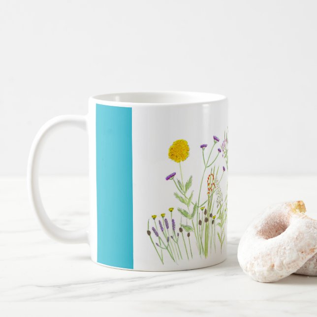 Summer flowers coffee mug (With Donut)