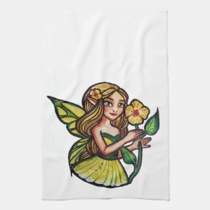 Summer Flowers Fairy Tea Towel