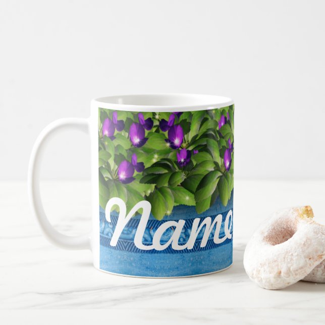 Summer Flowers Floral Personalised Coffee Mug, Cup (With Donut)